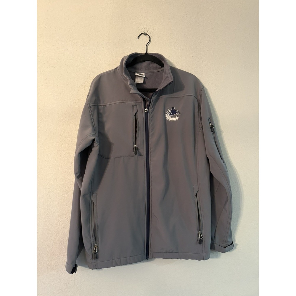 Vancouver Canucks NHL Officially Licensed Gray Full Zip Soft Shell Jacket Large
